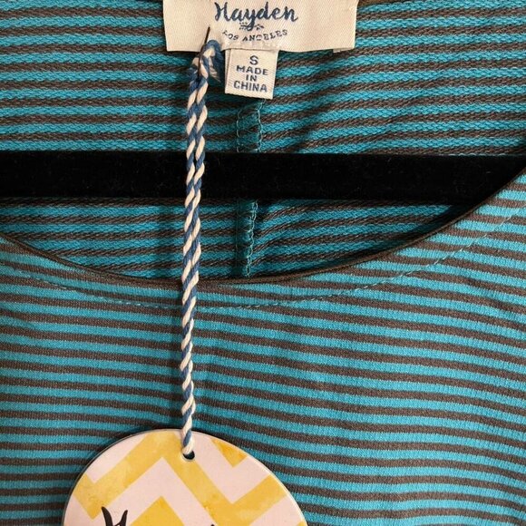 Blue Striped Short Sleeve Top - Hayden LA - Picture 3 of 4